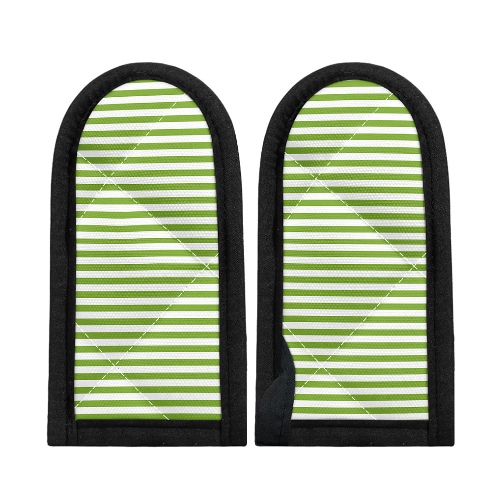 Green And White Striped Pattern Print Skillet Handle Cover