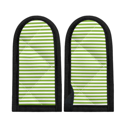 Green And White Striped Pattern Print Skillet Handle Cover