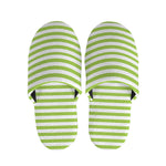 Green And White Striped Pattern Print Slippers