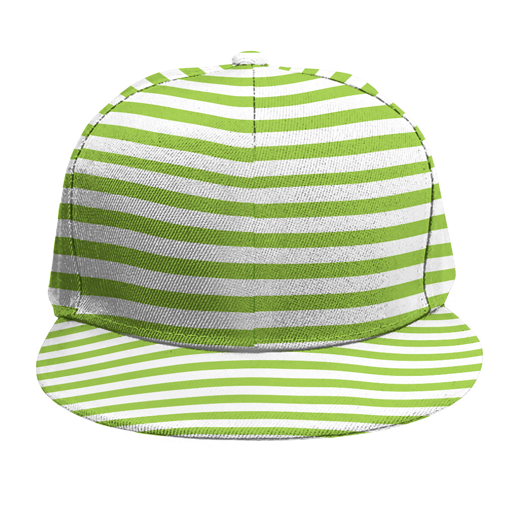 Green And White Striped Pattern Print Snapback Cap