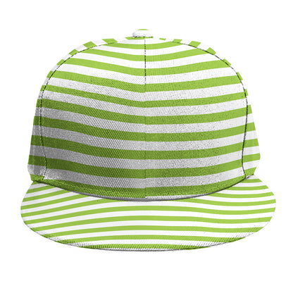 Green And White Striped Pattern Print Snapback Cap