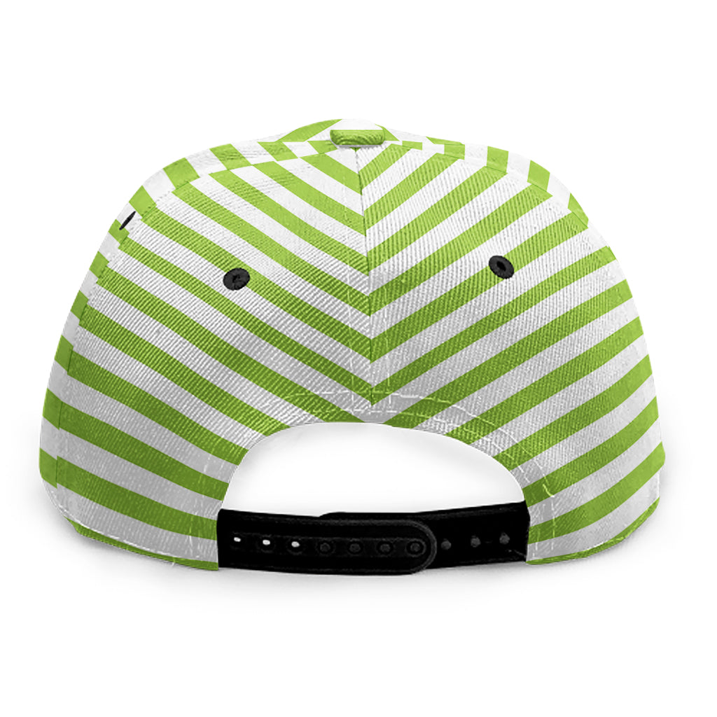 Green And White Striped Pattern Print Snapback Cap