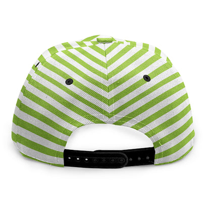 Green And White Striped Pattern Print Snapback Cap