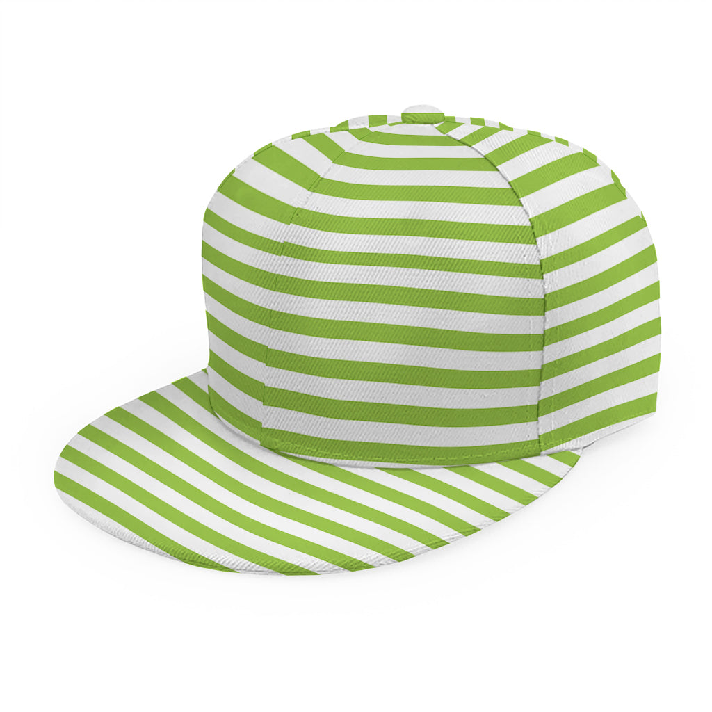 Green And White Striped Pattern Print Snapback Cap