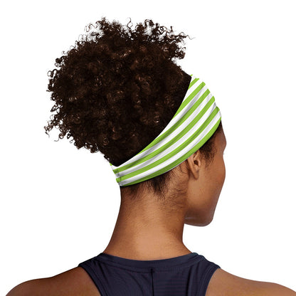 Green And White Striped Pattern Print Sports Headband