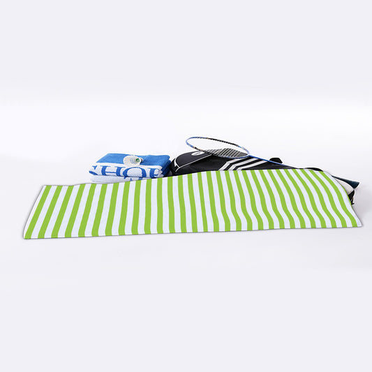 Green And White Striped Pattern Print Sports Towel