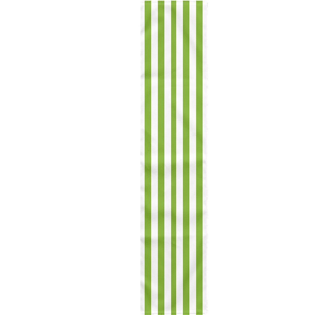 Green And White Striped Pattern Print Table Runner