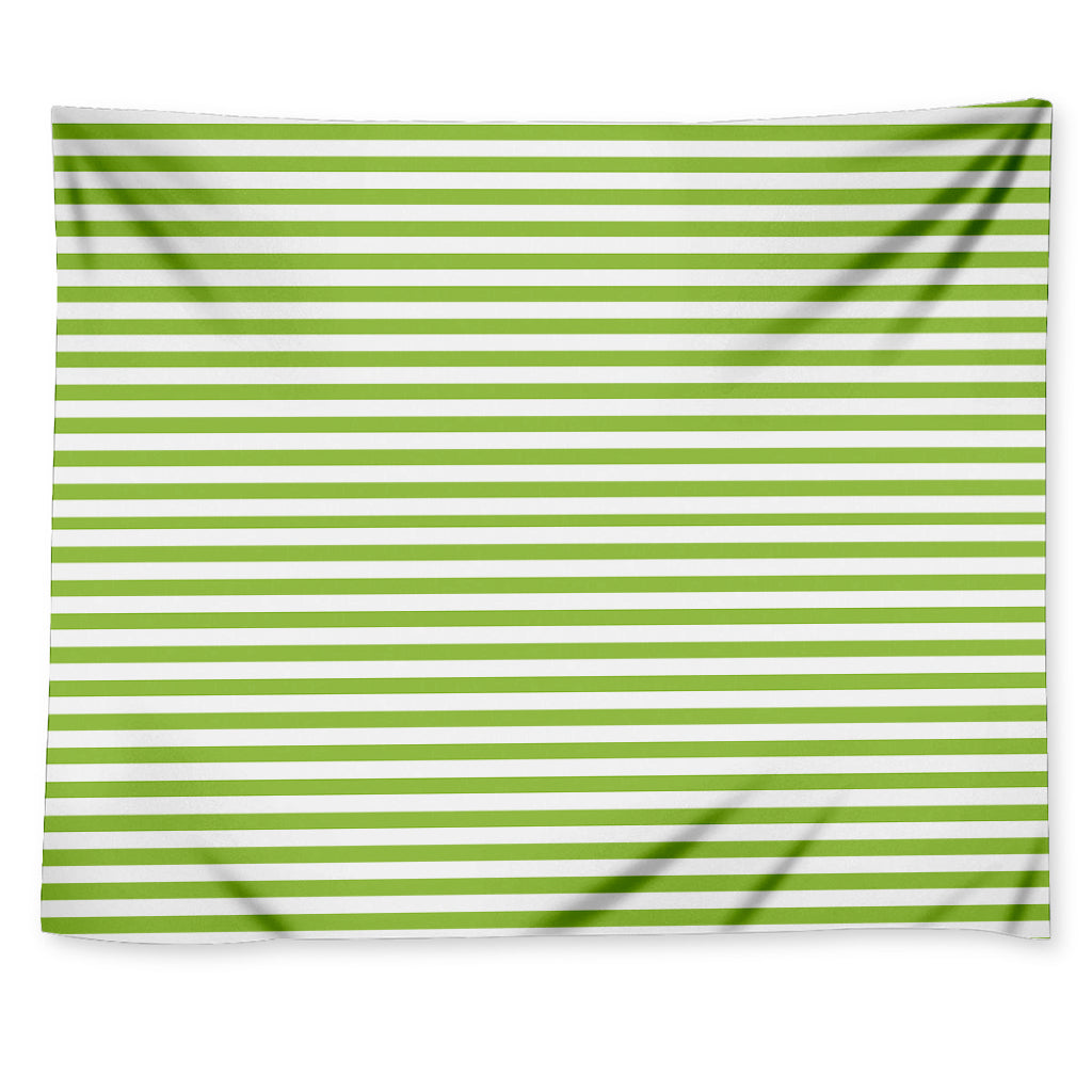 Green And White Striped Pattern Print Tapestry