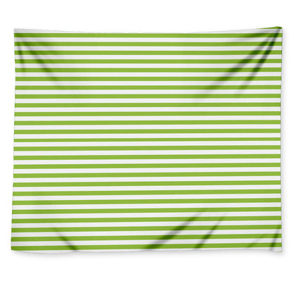 Green And White Striped Pattern Print Tapestry