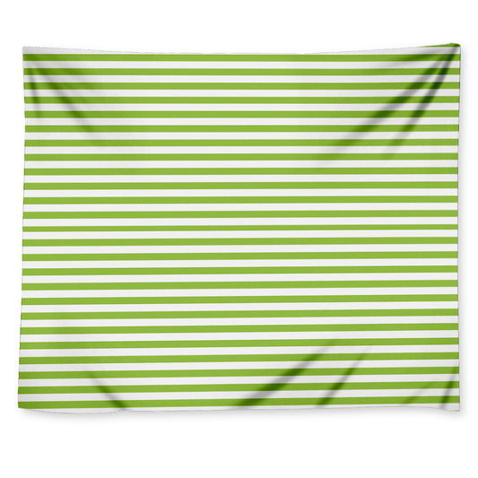 Green And White Striped Pattern Print Tapestry