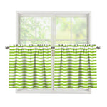 Green And White Striped Pattern Print Tier Curtains