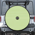 Green And White Striped Pattern Print Tire Cover With Camera Hole