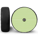 Green And White Striped Pattern Print Tire Cover With Camera Hole