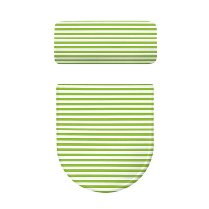 Green And White Striped Pattern Print Toilet Lid And Tank Cover Set