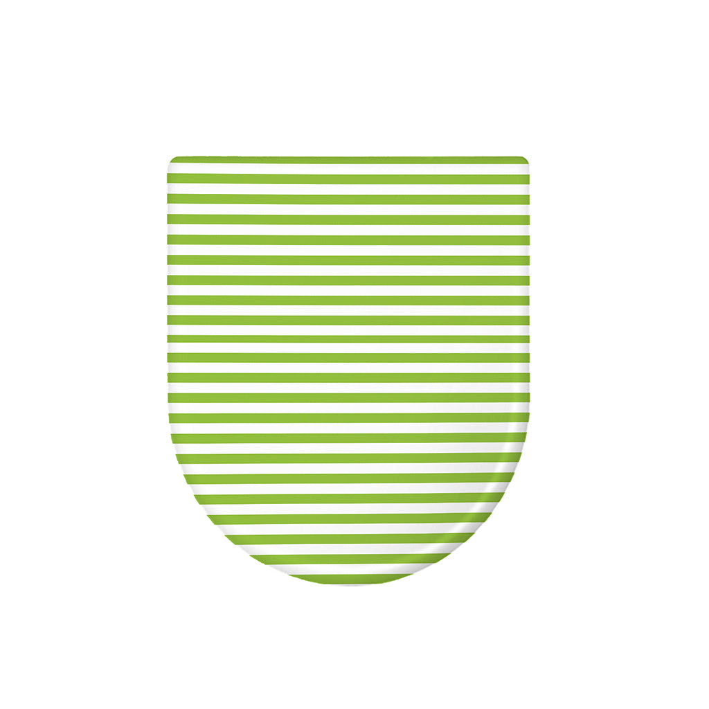 Green And White Striped Pattern Print Toilet Lid Cover