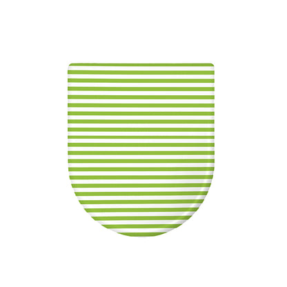 Green And White Striped Pattern Print Toilet Lid Cover