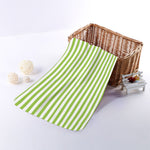 Green And White Striped Pattern Print Towel