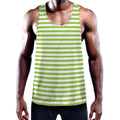 Green And White Striped Pattern Print Men's Workout Tank Top