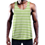 Green And White Striped Pattern Print Training Tank Top