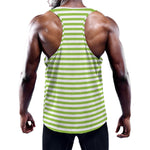 Green And White Striped Pattern Print Training Tank Top