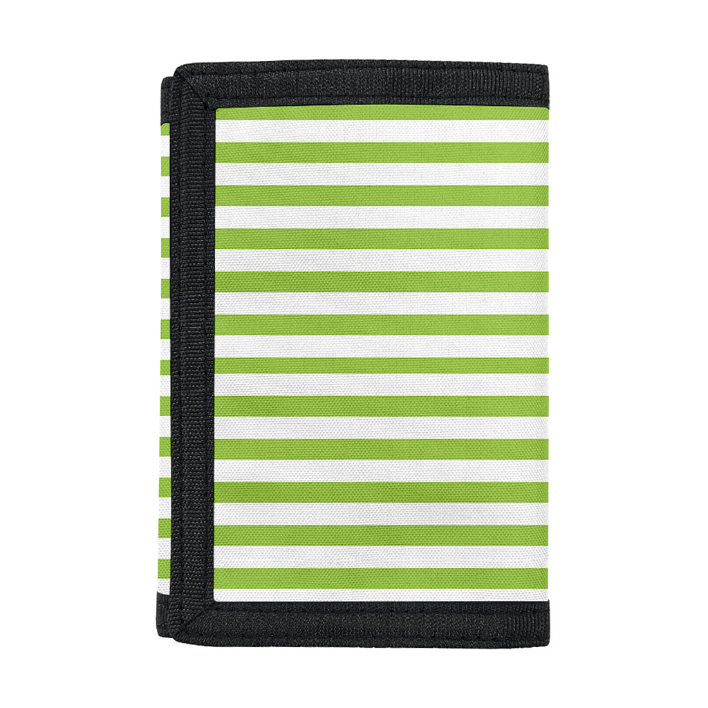 Green And White Striped Pattern Print Trifold Wallet