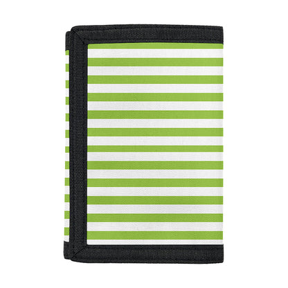 Green And White Striped Pattern Print Trifold Wallet