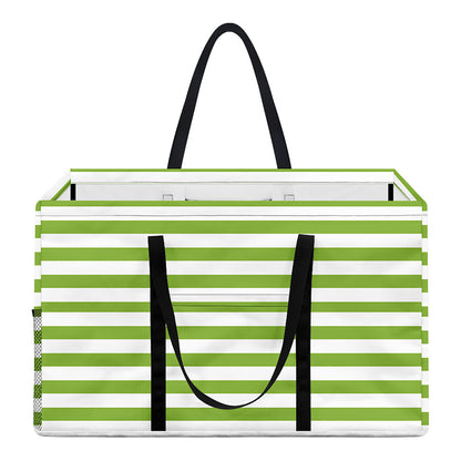 Green And White Striped Pattern Print Utility Tote Bag