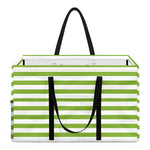 Green And White Striped Pattern Print Utility Tote Bag