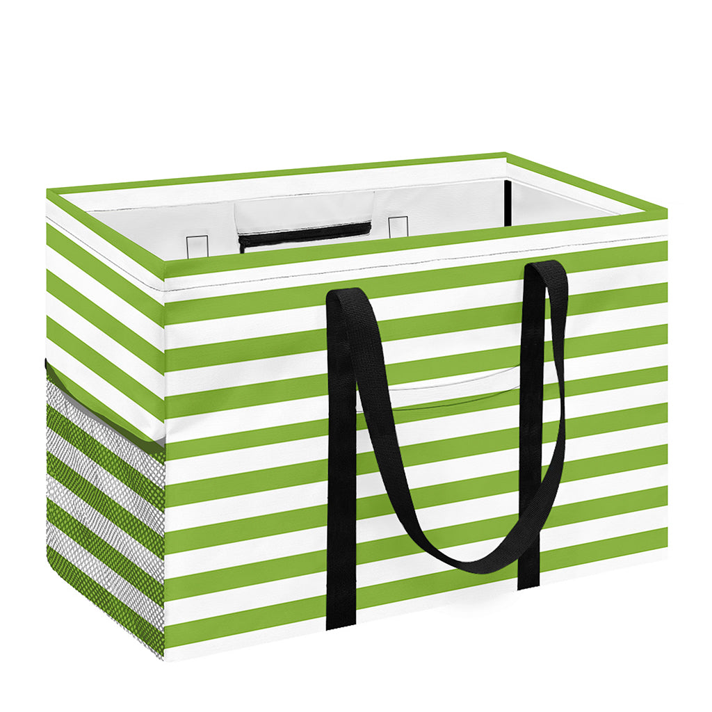 Green And White Striped Pattern Print Utility Tote Bag
