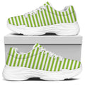 Green And White Striped Pattern Print White Chunky Shoes