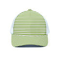 Green And White Striped Pattern Print White Mesh Trucker Hat