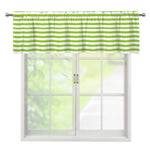Green And White Striped Pattern Print Window Valance
