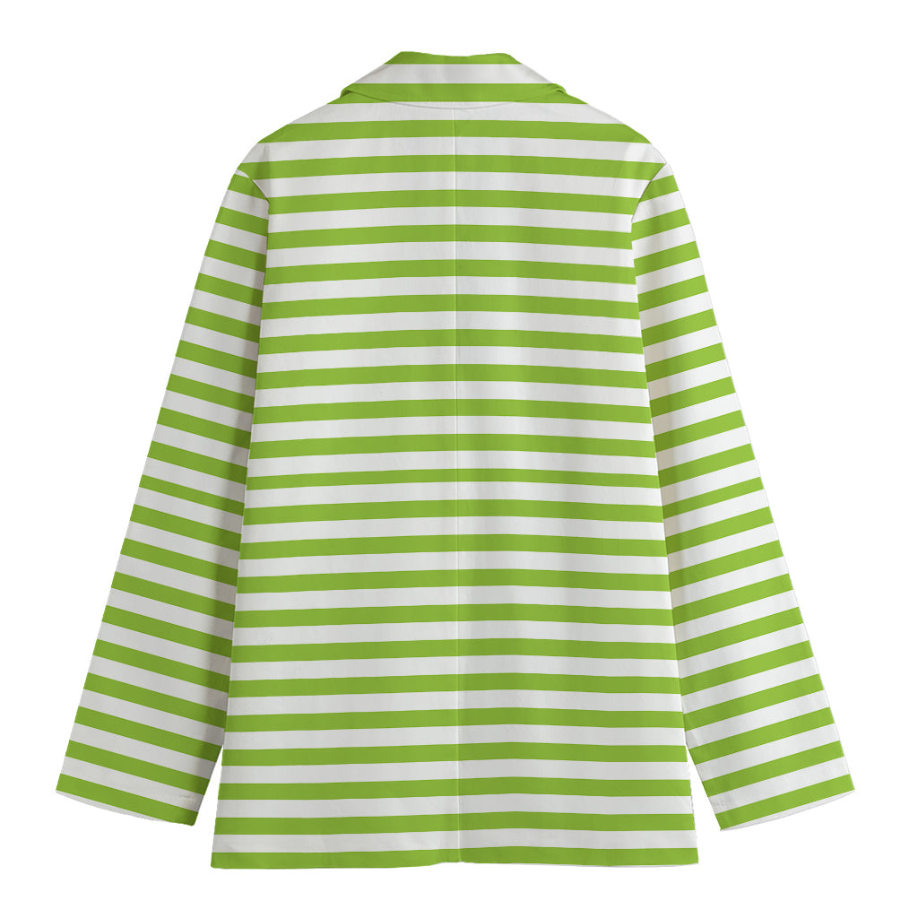 Green And White Striped Pattern Print Women's Blazer