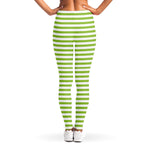 Green And White Striped Pattern Print Women's Leggings