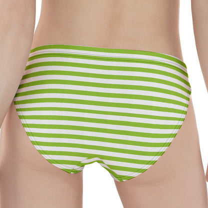 Green And White Striped Pattern Print Women's Panties