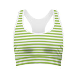 Green And White Striped Pattern Print Women's Sports Bra