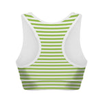Green And White Striped Pattern Print Women's Sports Bra
