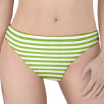 Green And White Striped Pattern Print Women's Thong