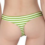 Green And White Striped Pattern Print Women's Thong