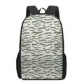 Green And White Tiger Stripe Camo Print 17 Inch Backpack