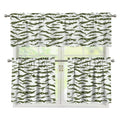 Green And White Tiger Stripe Camo Print 3 Piece Kitchen Curtains