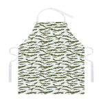 Green And White Tiger Stripe Camo Print Adjustable Apron