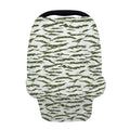 Green And White Tiger Stripe Camo Print Baby Seat Cover