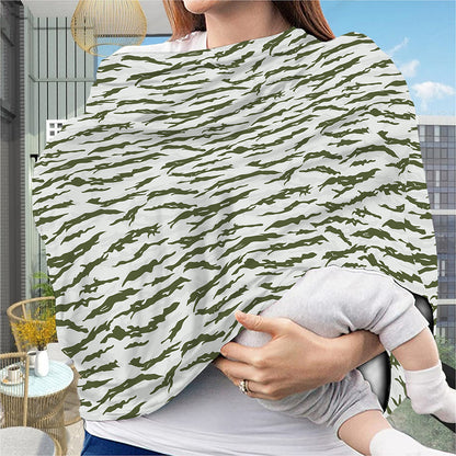Green And White Tiger Stripe Camo Print Baby Seat Cover