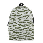 Green And White Tiger Stripe Camo Print Backpack
