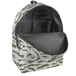Green And White Tiger Stripe Camo Print Backpack