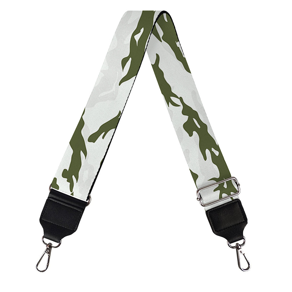 Green And White Tiger Stripe Camo Print Bag Strap