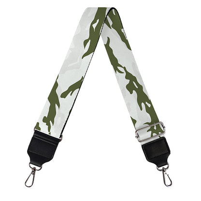 Green And White Tiger Stripe Camo Print Bag Strap