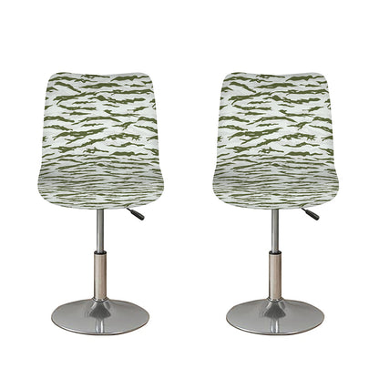 Green And White Tiger Stripe Camo Print Bar Stool Covers