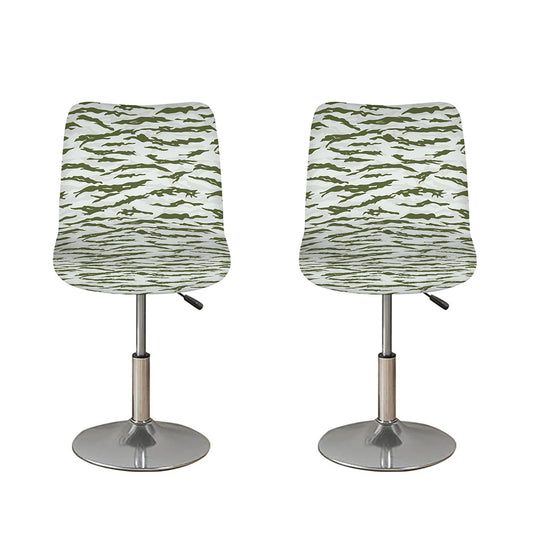 Green And White Tiger Stripe Camo Print Bar Stool Covers